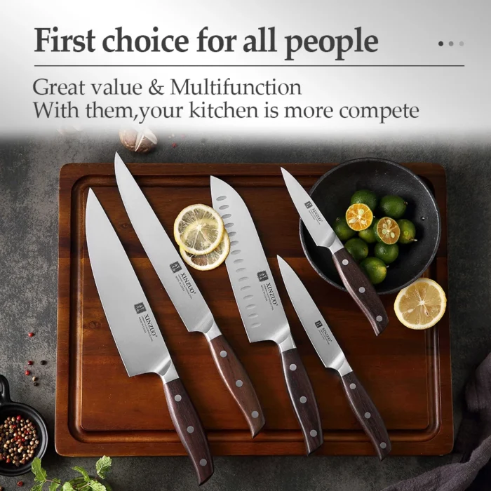 Xinzuo alta qualidade 3.5 + 5 + 8 + 8 + 8 "office utilitário cutelo faca de chef alemanha 1.4116 aço inoxidável 1 peça 5 peças conjuntos de facas de cozinha - Imagem 4